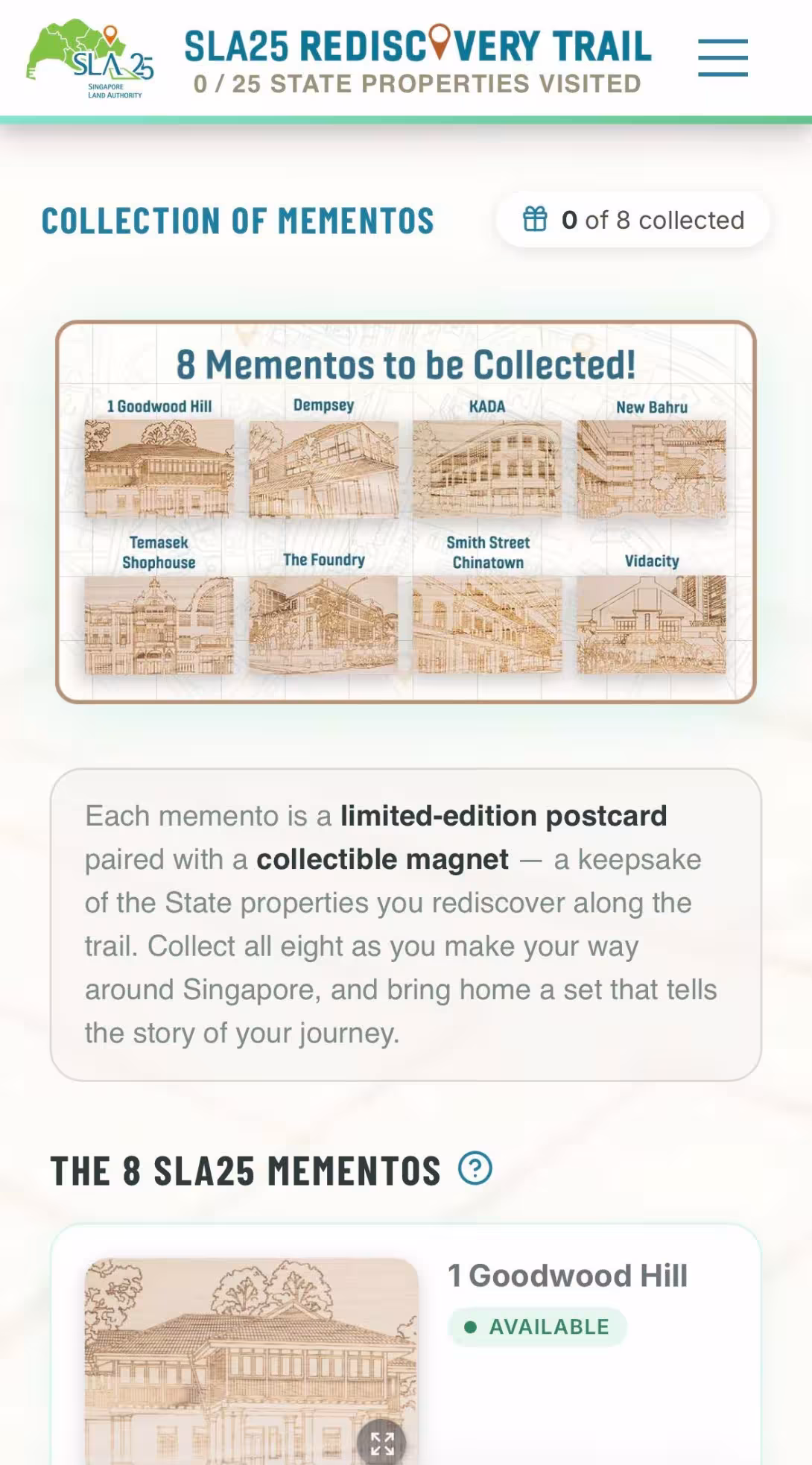 SLA25 Rediscovery Trail Web Application (Collection of Mementos)